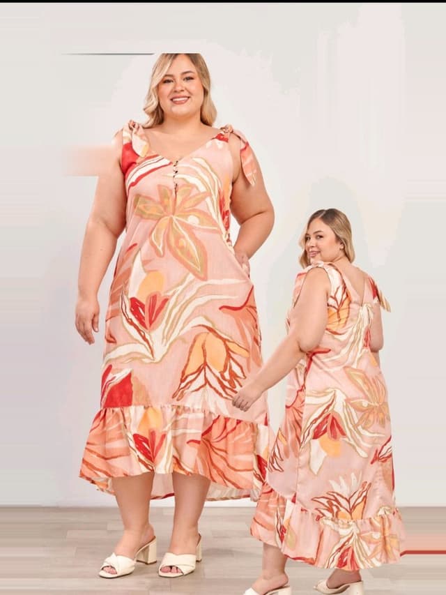 Vestido midi floral con tirantes de nudo, vestidos en El Baúl de la Moda, Jamundí
